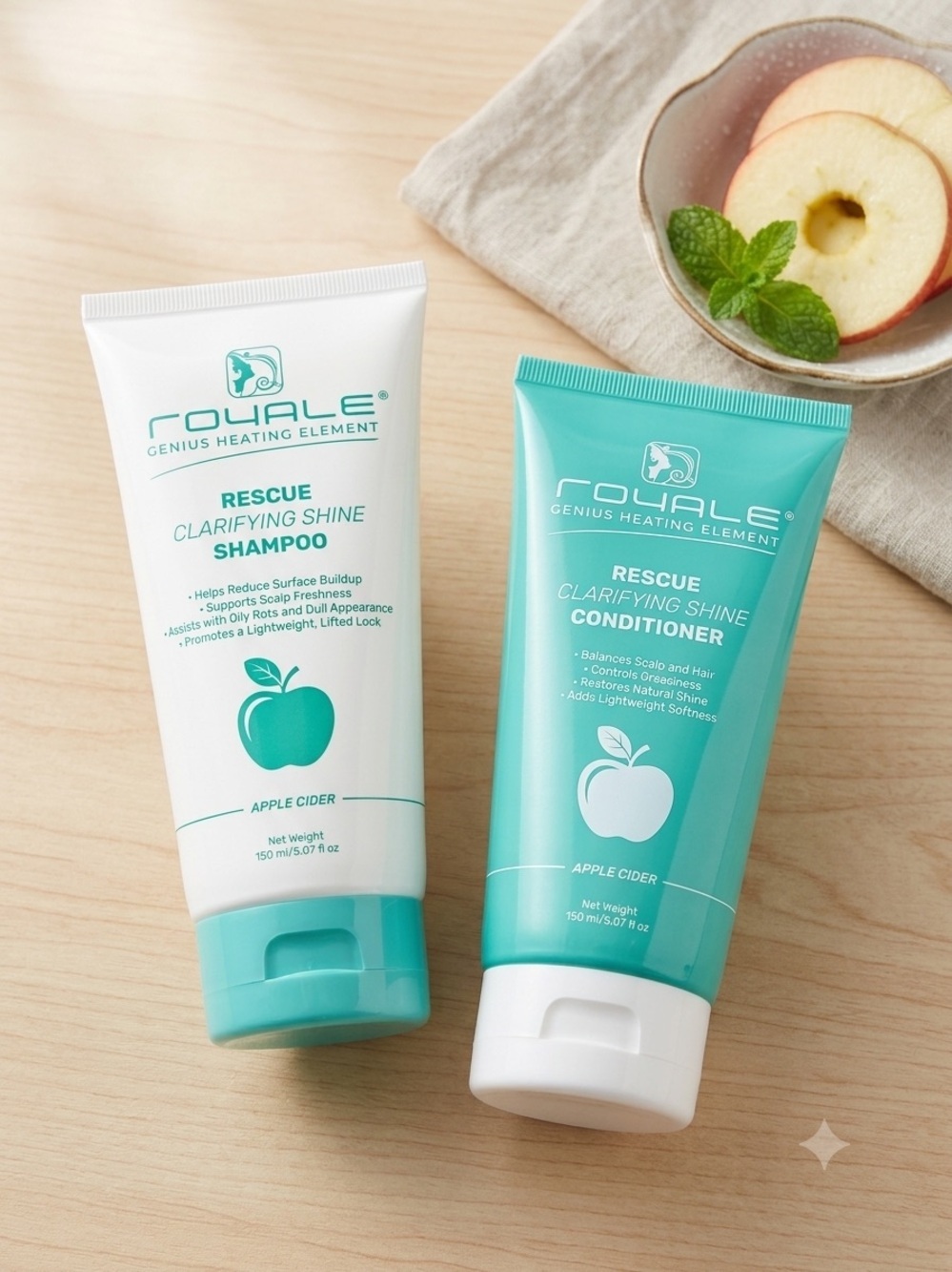 Royale Genius Heating Element Apple Cider Shampoo & Conditioner Set New